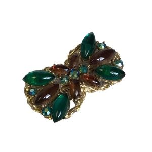 Vintage Gold Tone Rhinestone Brooch